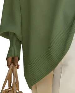 Manufacturer Customized <b>Women</b> <b>Oversized</b> V Neck Knit Sweater Green Loose Fit Long Sleeve Soft Winter Pullover Casual Fashion Top - Product Image 6