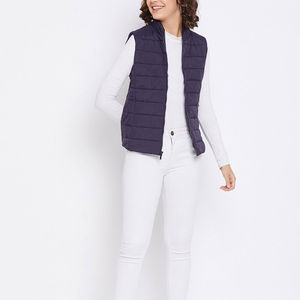 Chaleco Acolchado Informal sin Mangas para Mujer, Diseño con Cremallera, MOQ Bajo, Transpirable, Ecológico, Chaqueta de Lona Tejida con Bolsillos - Product Image 2