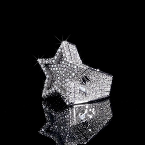 Anillo de Estrella con Incrustaciones de Moissanita VVS, Plata de Ley 925, Estilo Hip Hop 2025, para Hombre y Mujer, Joyería Fina, Pasa el Test de Diamantes - Product Image 4