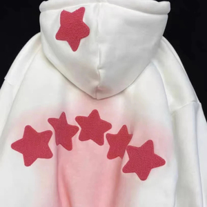 Pháp Terry Áo thun chất lượng cao Phụ nữ Hoody quá khổ 500 GSM thêu dây rút cotton Hàn Quốc hoodie Top cho cô gái - Product Image 3