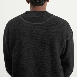 <b>Men's</b> Casual Slim Utility Pocket Pullover <b>Black</b> Textured Sweatshirt New Style Fashionable Sweatshirt Durable <b>Fleece</b> for Autumn - Product Image 5