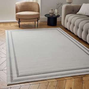 Tapis de couloir à bordure crème-gris Carmel, série 6060 - Product Image 3