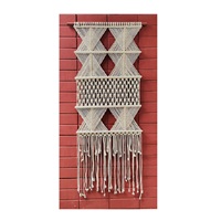 Attrape-rêves en macramé en coton fait main, décoration murale de style Art Déco, forme rectangulaire, décoration du Ramadan