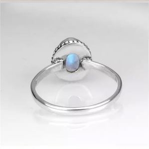 Latest Design Natural White <b>Rainbow</b> Moonstone 925 Sterling Silver 8x10mm Oval Shape Fine Handmade Bohemian Jewelry Women's Gift - Product Image 3