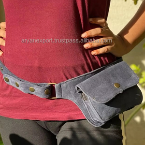 Cinturones de cuero de ante auténtico para hombre y mujer, Cangurera con bolsillo en la cadera, multiusos, elegante, Unisex - Product Image 2