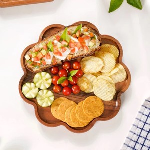 Plato para servir de madera de Acacia Premium Nestasia, bandeja de madera en forma de flor para aperitivos y vajilla decorativa de frutas - Product Image 2