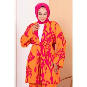 Hijab Estampado Viscosa Conjunto 2 Piezas Naranja - Product Image 2