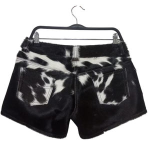 La mejor venta de pantalones cortos de cuero de vaca de Color sólido para hombre, pantalones cortos de cuero de vaca de estilo callejero con bolsillos laterales - Product Image 5