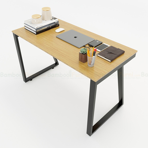 Minimalist Trapez Bamboo II <b>Desk</b> 120x60cm with Assembled Metal Legs - Product Image 1