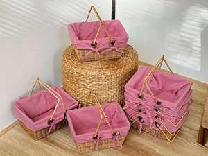 Panier de pique-nique en rotin artisanal, best-seller, panier de rangement écologique, produits artisanaux fabriqués par VgreenArt au Vietnam - Product Image 5