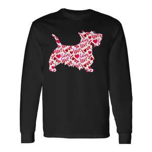 Camiseta de manga larga con diseño de perro en forma de corazón de Scottie Scottish Terrier para el día de San Valentín - Product Image 1
