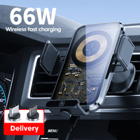 Support de chargeur de voiture Eway Dual Vent 66W magnétique et 15W sans fil compatible avec iPhone et téléphones de type C Support de charge et supports