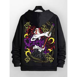 เสื้อฮู้ดดี้พิมพ์ลายกราฟิกอนิเมะ DTF ปักลายตัวอักษร ผ้าฝ้ายคุณภาพสูง 100% สำหรับฤดูหนาว - Product Image 1