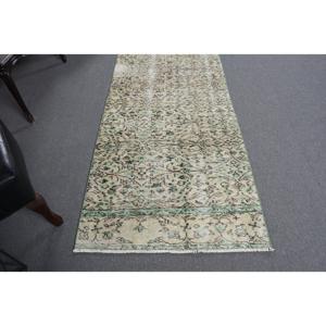 Tapis turc vintage, tapis de 3,1 x 9,2 pieds, tapis en laine vert patchwork - Product Image 5