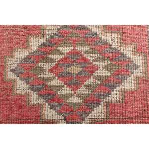 พรมตุรกีโบราณ ขนาด 2.7x11.7 ฟุต พรมลายพรางสีแดงทำจากขนสัตว์ - Product Image 3