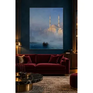 Impresión en lienzo de Fida Aivazovsky: Barcos y mezquita en el Bosforo nevado - Product Image 5