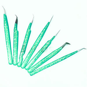 Pinzas para pestañas de punta fina de borde afilado, herramienta de acero inoxidable multiusos grabada personalizada, ayudante de pestañas ligero no corrosivo - Product Image 1