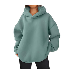 Soft cotton <b>fleece</b> hoodie for <b>women</b> low MOQ solid <b>pattern</b> long sleeve hoodie 2025 trending style baggy style simple hoodie - Product Image 1