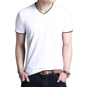 T-shirt à manches courtes à col rond pour hommes de qualité supérieure 100% tissu en coton peigné respirant anti-rides séchage rapide - Product Image 5