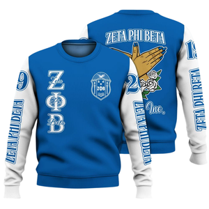 Sudadera de Forro Polar Azul de la Hermandad Zeta Phi Beta para Mujer, Ropa Griega Bordada de 1920 - Product Image 3