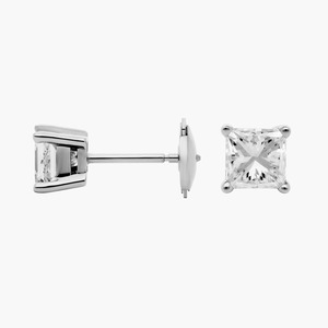 14K Solid Gold F-G VS2-SI1 Princess Lab Grown Diamond Prong Stud <b>Earrings</b> 1.5 Ct Total Guardian <b>Backs</b> Prong Setting Wholesale - Product Image 3
