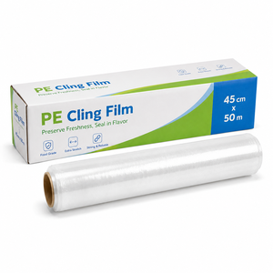 Película Adhesiva de PE Impresa Personalizada de 45 cm x 150 m, 18 Micras, Grado Alimenticio, Rollo de Envoltura Retráctil de 100 m/300 m para Ropa de Cama, Embalaje de Alimentos OEM - Product Image 1