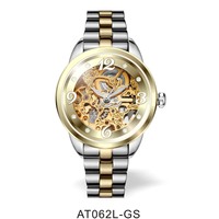 Haute Qualité Femmes Automatique Mécanique Squelette Montre De Luxe En Acier Inoxydable Bande Cristal Montre Pour Femme Marque Privée