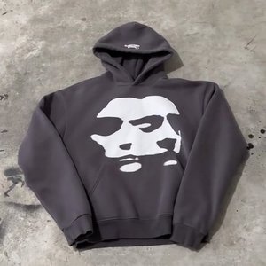 Conjunto de pantalones de chándal recortados de lana pesada para hombre de alta calidad, Jersey de estilo Vintage con cuello con capucha y estampado completo personalizado - Product Image 3