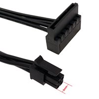 Cable adaptador de fuente de alimentación para disco duro SATA de 15 pines en ángulo recto, de 4 pines a 2 x SATA, para placa base ATX Mini