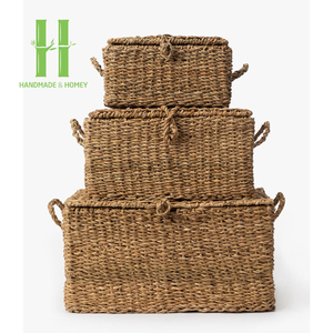 New Choice Set 3 Caja de almacenamiento Seagrass Natural Eco Friendly Uso para decoración Embalaje personalizado Hecho en Vietnam Fabricante - Product Image 1