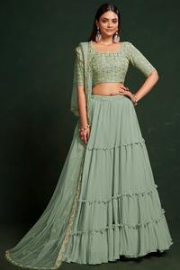 Gulkanya Vol 2 niñas vestido pakistaní Faux Georgette fiesta desgaste Lehenga Choli Saree estilo algodón Anarkali Salwar ropa para - Product Image 4