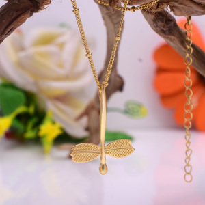 Collar de cadena de eslabones de Hip Hop, chapado en oro de 18 quilates, Plata de Ley 925 sólida, colgante hecho a mano con forma de libélula, collar fino para mujer - Product Image 4