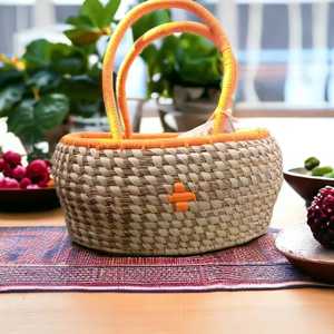 Elegante cesta de mimbre de tamaño mediano para artesanía Sabai, cesta de almacenamiento de juguetes móviles, almacenamiento de hierba Sabai para niños, accesorios - Product Image 4