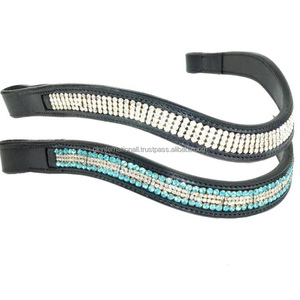 Banda para la frente de caballo de cuero genuino cómoda y ligera, cristales acolchados suaves, banda decorativa para la frente de cuero para caballo, todos los tamaños - Product Image 4