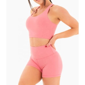 Fitness Gym Workout Sets Mujeres Trajes de 2 piezas Pantalones cortos de Yoga de cintura alta Running Sports Bra Booty Set 2026 - Product Image 1