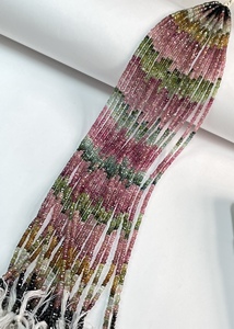 Venta al por mayor multiturmalina facetada Rondellel forma cuentas de piedras preciosas naturales cuentas de piedra para rebordear suministros - Product Image 4