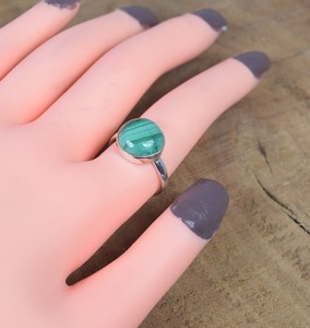 Anillo de piedras preciosas de Plata de Ley 925 de malaquita, joyería Natural, anillo de piedras preciosas naturales, regalo de piedra natal del mes de abril para el Día de San Valentín - Product Image 2