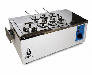 Bain-marie de laboratoire CISCO 6L en acier inoxydable avec 8 trous pour le chauffage et le contrôle de la température - Product Image 1