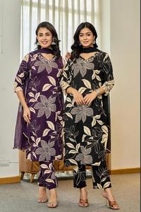 กางเกงผ้าเรยอนสำหรับผู้หญิงแบบดั้งเดิมผ้าเรยอนผ้าหนาปักลายแฟนซีพร้อมกางเกง - Product Image 2