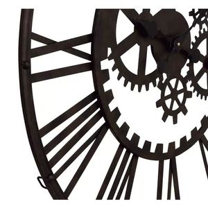 AK Brass Roman Number Round Gear Metal Wall Clock in Black Powder Coated Finished For Wall Interior Decor / Home Decor - Product Image 4