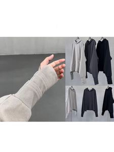 Otoño High Street mangas expuestas dedo Sudadera con capucha peso pesado lavado retro Sudadera con capucha de gran tamaño para hombres - Product Image 5