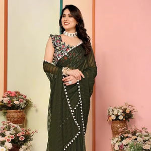 GC Soft Georgette Silk <b>Indian</b> Saree Top Style Elegant <b>Indian</b> & <b>Pakistani</b> <b>Clothing</b> - Product Image 1