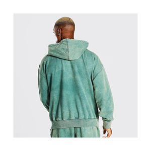 Qualité exceptionnelle hommes acide lavé pull à capuche motif solide imprimé respirant polaire sweat nouveau hiver uni teint - Product Image 2