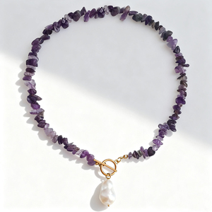 Collar de hebilla OT de perla de forma grande de grava de cristal Natural de Venta caliente - Product Image 5