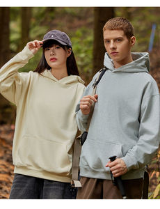 Loose Fit <b>Men</b> Pullover <b>Hoodie</b> Heavyweight Cotton Sweatshirt Fleece <b>Lined</b> Casual Warm Hooded Street Style Outfit - Product Image 4