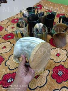 Mug en corne de boisson viking de qualité supérieure, mug en corne de bœuf et de vache, mug en corne de buffle fait à la main, style médiéval viking - Product Image 2