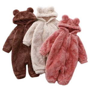 Invierno cálido bebé de alta calidad mono recién <span class=keywords><strong>nacido</strong></span> manga larga con capucha 3-36 meses bebé niñas cremallera Animal ropa - Product Image 1