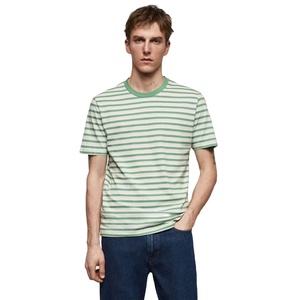 เสื้อยืดผู้ชายลายทางพิมพ์ลายถักแบบลำลองทรงปกติ ผลิตจากโรงงาน ล่าสุด ลดราคาถูก - Product Image 1