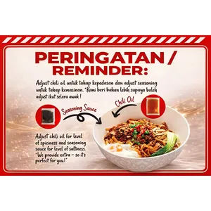 บะหมี่กึ่งสำเร็จรูปฮาลาล มาเลเซีย ได้รับการรับรองมาตรฐาน HACCP รสพริกแห้ง ปันมี ปลาแอนโชวี่ทอดกรอบ ไขมันต่ำ (ไม่ทอด) - Product Image 6