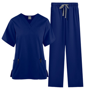 Comfortable Practical Spandex Short Sleeve Hospital Medical <b>Scrubs</b> Stand Collar <b>Nurse</b> <b>Scrub</b> Sets Practical Staff Uniforms - Product Image 2